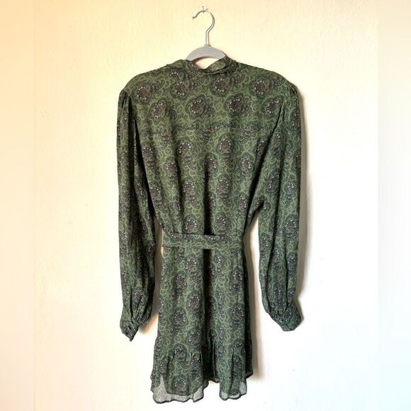 Paige Vittoria Mini Multi Green Dress Long Sleeve Army Size XL - Picture 13 of 17